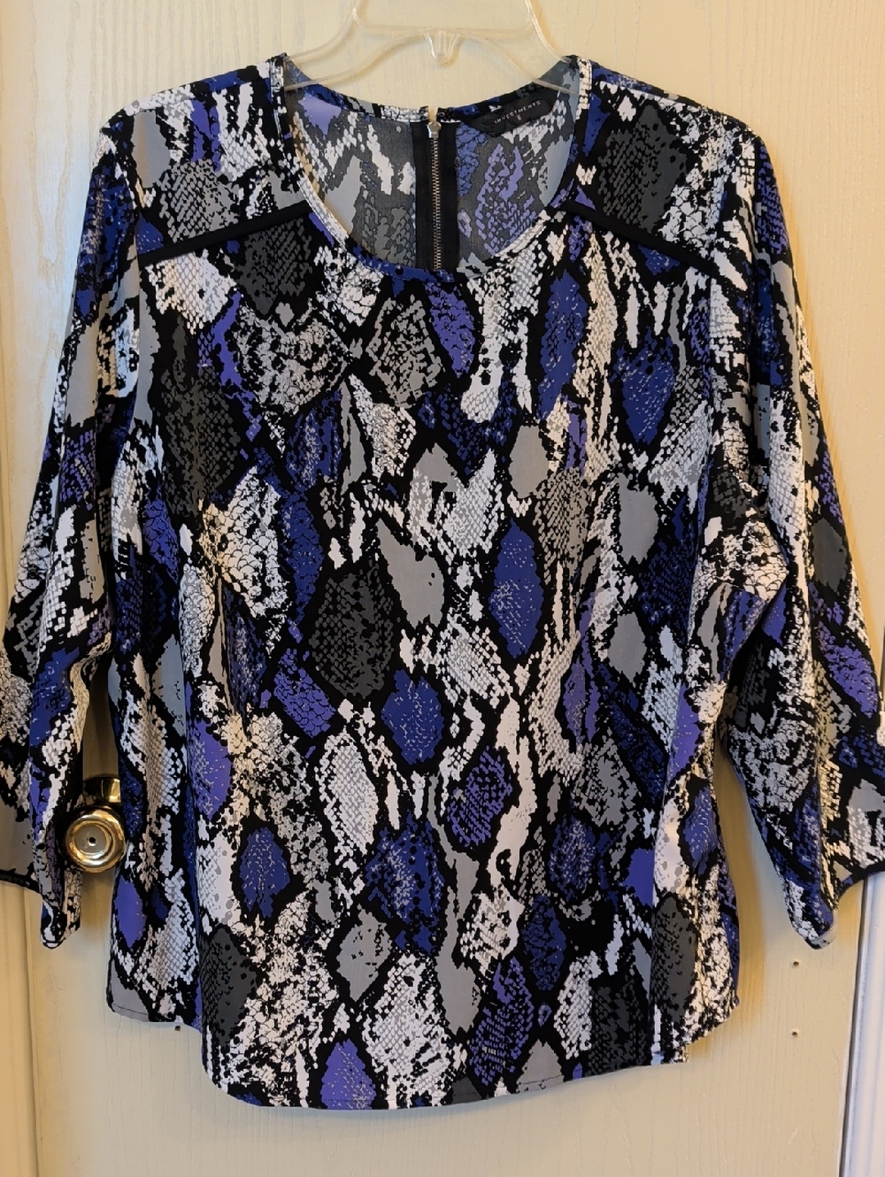 Investments Women’s Purple Snake Print Blouse Size 3/4 Sleeve Career Top 1X